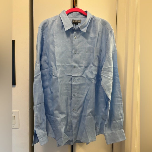 Men’s Vilebrequin Blue Linen Button Down Shirt XL NWT - Picture 7 of 7